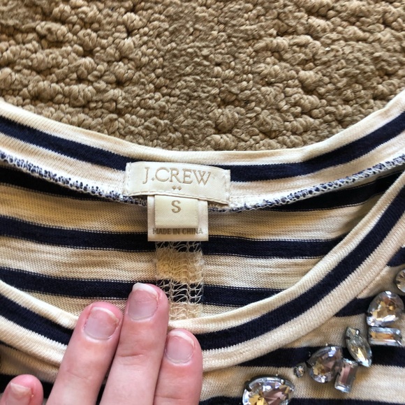 J.Crew long sleeve statement necklace stripe tee - Picture 2 of 2